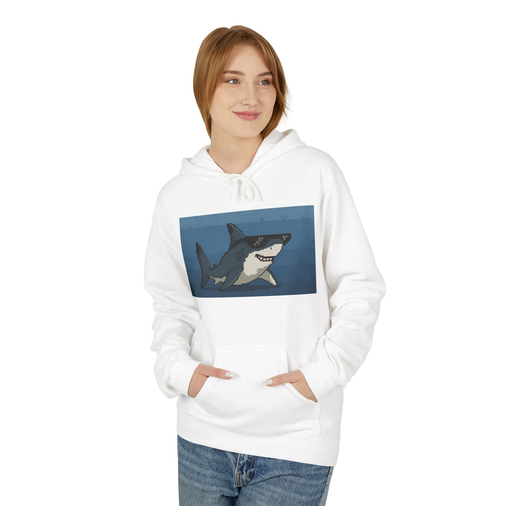 Cool Pixel Shark Unisex Midweight Softstyle Fleece Hoodie